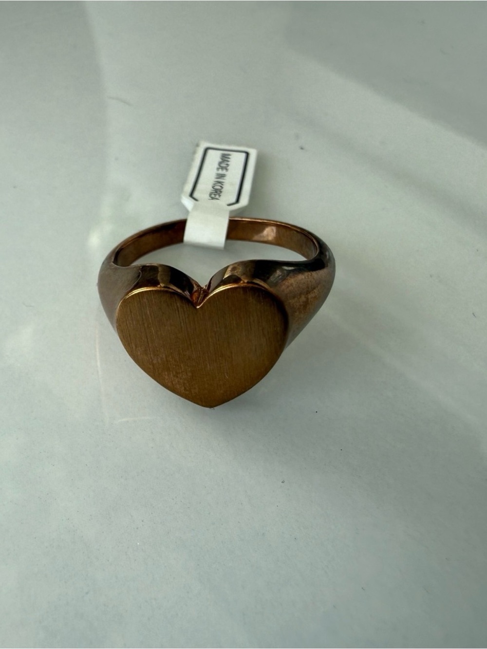 New Quarterly Women's Heart Signet Ring in Brushed copper Tone size 7